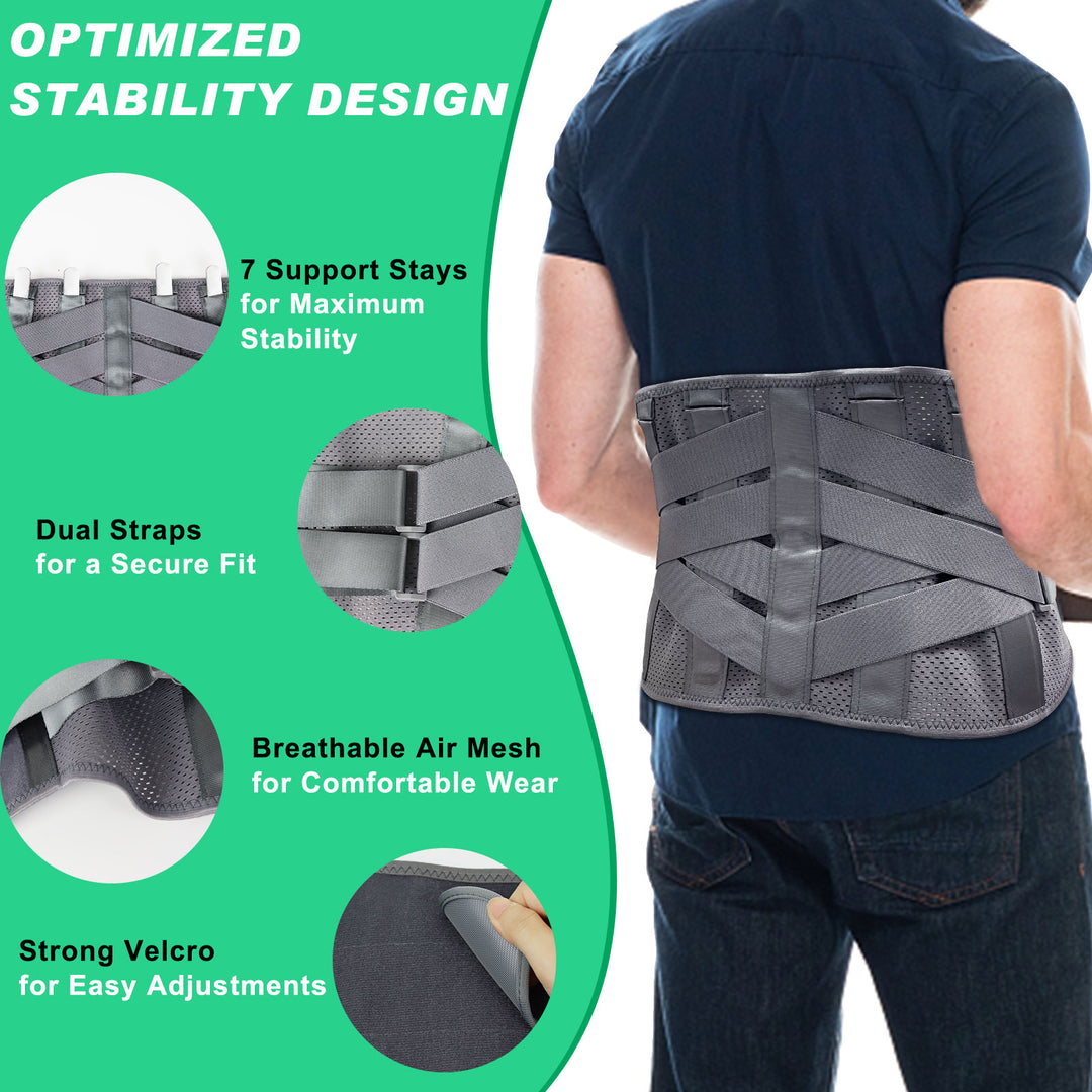 HONGJING Back Brace for Lower Back Pain Relief | Lumbar Support Belt with Breathable Mesh