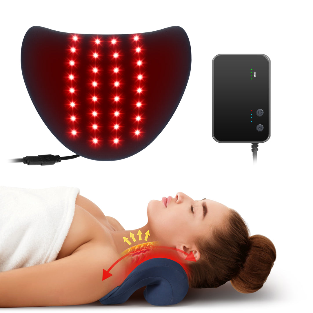 neck stretcher with heat and red light therapy