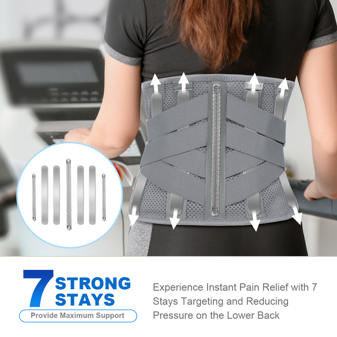 HONGJING Heated Compression Back Belt for Lower Back Pain Relief | 5000mAh Controller Rechargeable