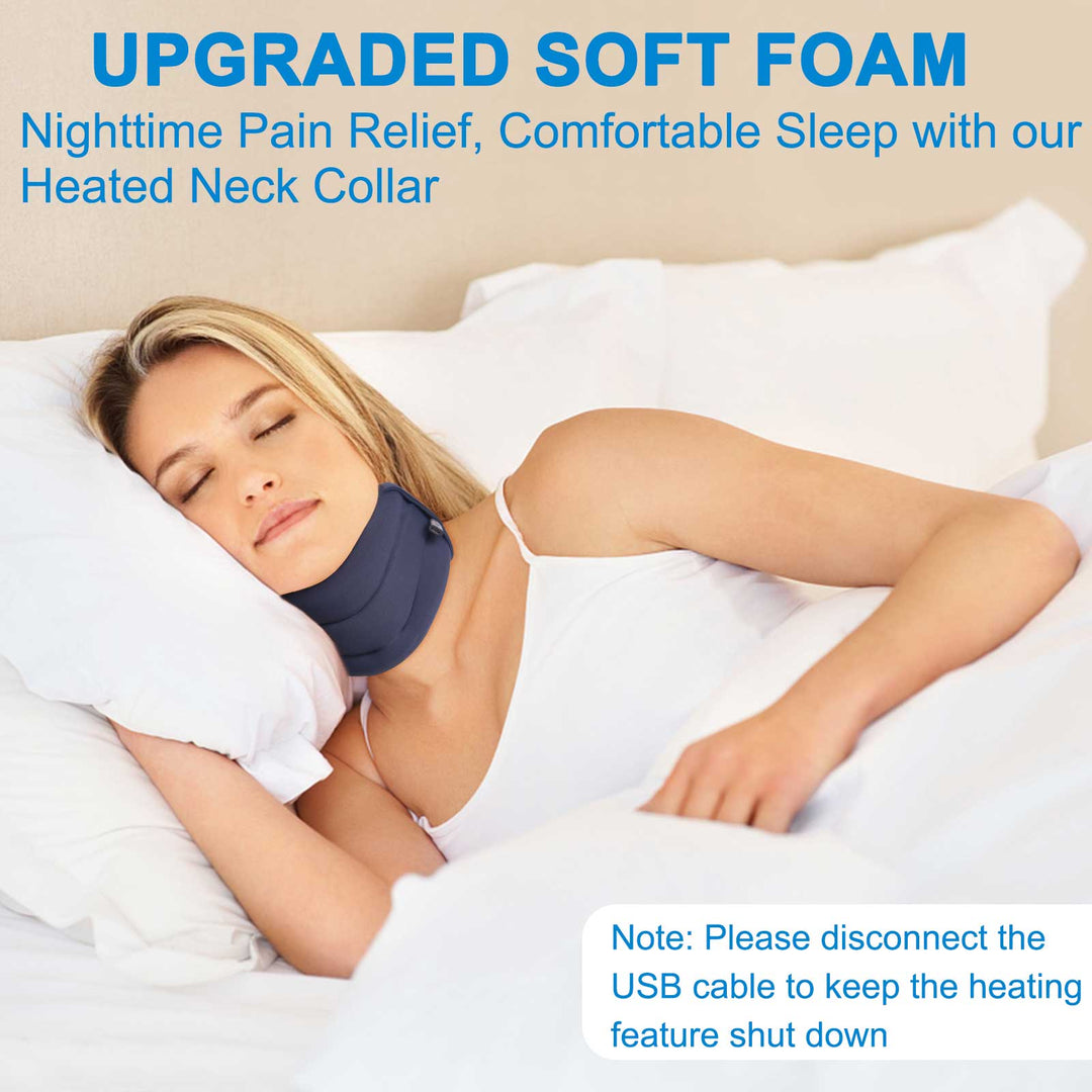 HONGJING Heated Neck Support Brace | Foam Cervical Collar (Blue)