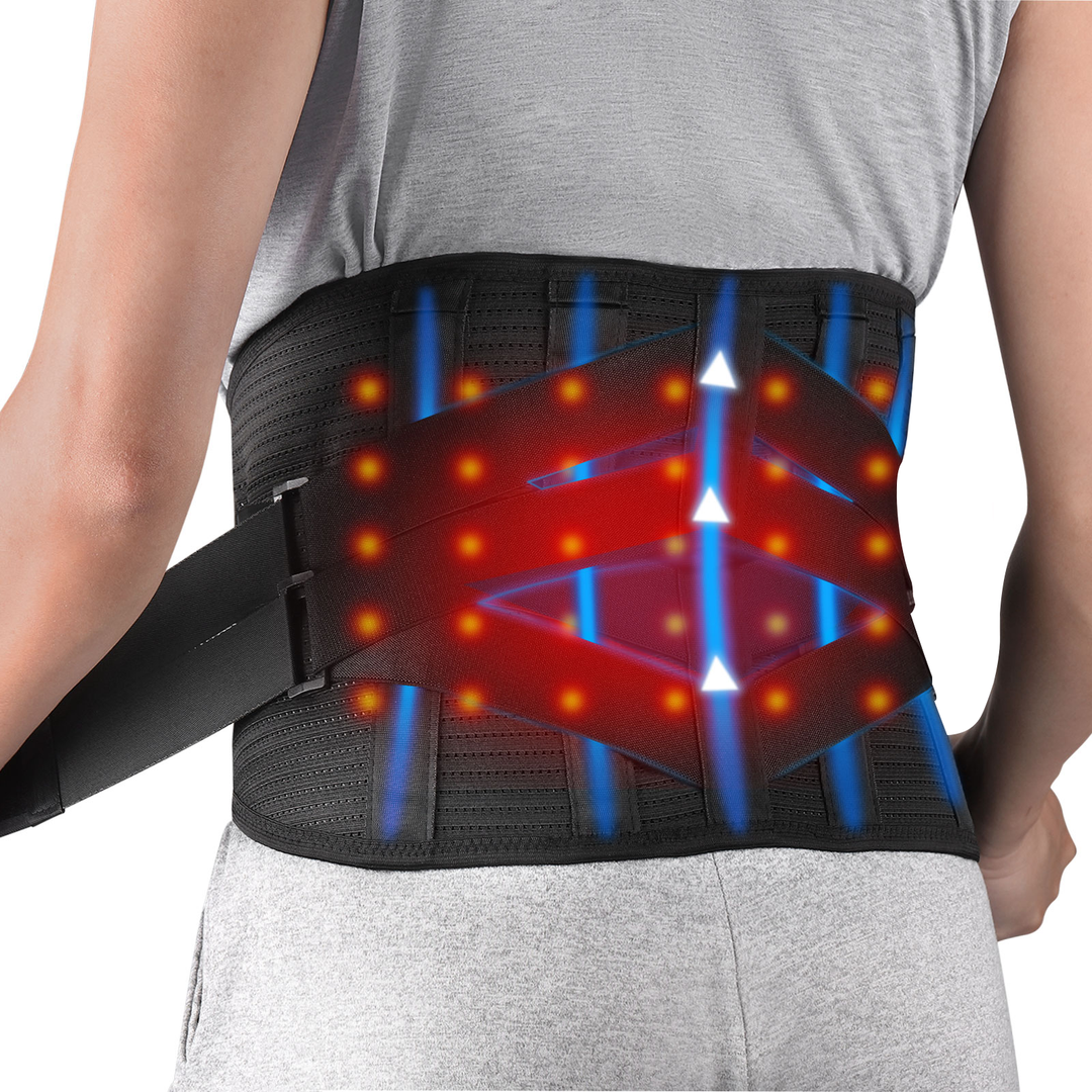 HONGJING Heated Back Brace for Pain Relief | Adjustable Heating Belt