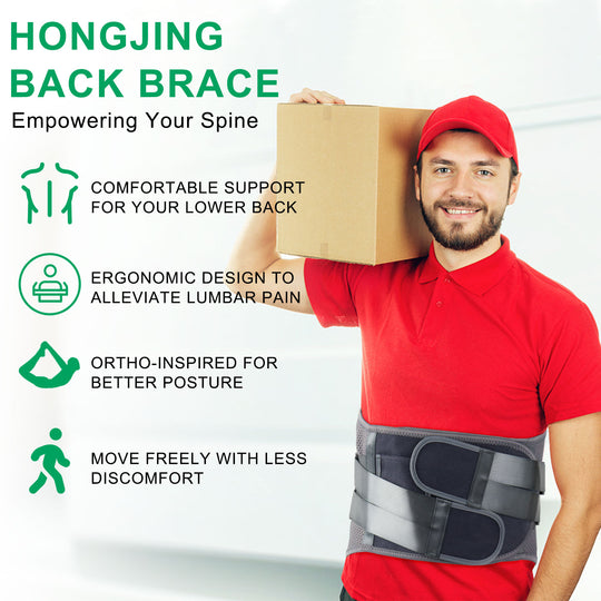 HONGJING Back Brace for Lower Back Pain Relief | Lumbar Support Belt with Breathable Mesh