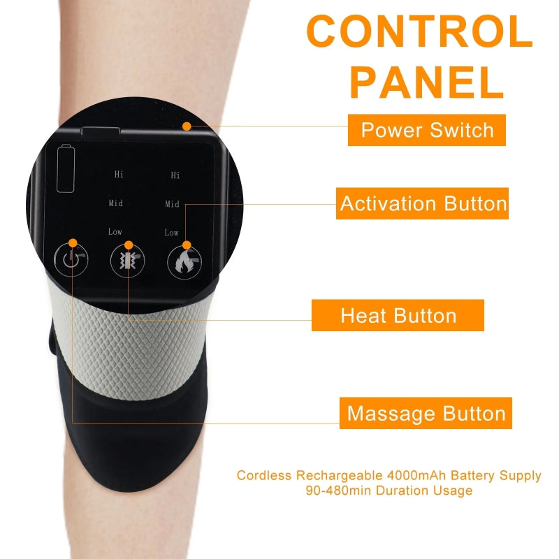 HONGJING Cordless Heated Knee Massager, 3-in-1 Knee Shoulder Elbow Heating Massage Wrap for Pain Relief & Relaxation