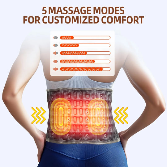 HONGJING Red Light Heating & Massage Decompression Belt for Lower Back Pain - Inflatable Back Brace Belt with Electric Pump for Men Women, One Size Fits 29-49 Waist