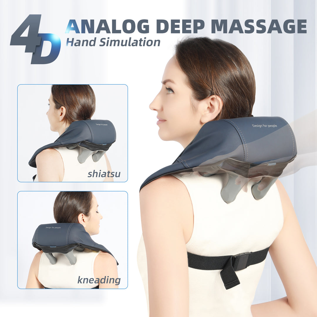 HONGJING Neck and Shoulder Massager with Infrared, Shiatsu Back Massager for Pain Relief, Cordless Electric Deep Tissue 4D Kneading Massager for Neck, Shoulder, Leg, Back Muscle Tension Release