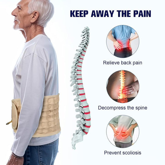 HONGJING Decompression Back Brace for Lower Back Pain Relief, Beige, One Size fits 29-49 Waist
