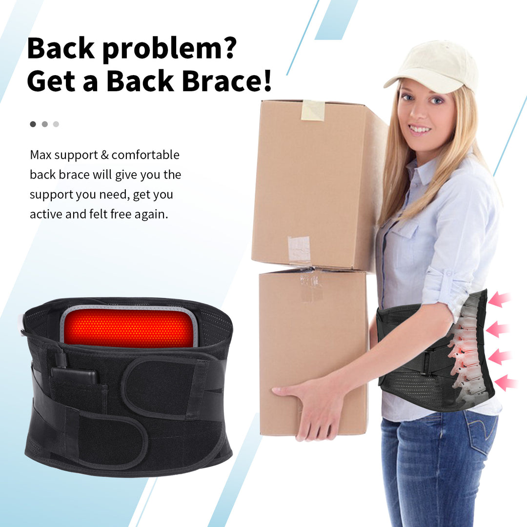 HONGJING Heated Back Brace for Lower Back Pain Relief | Rechargeable Battery Operated