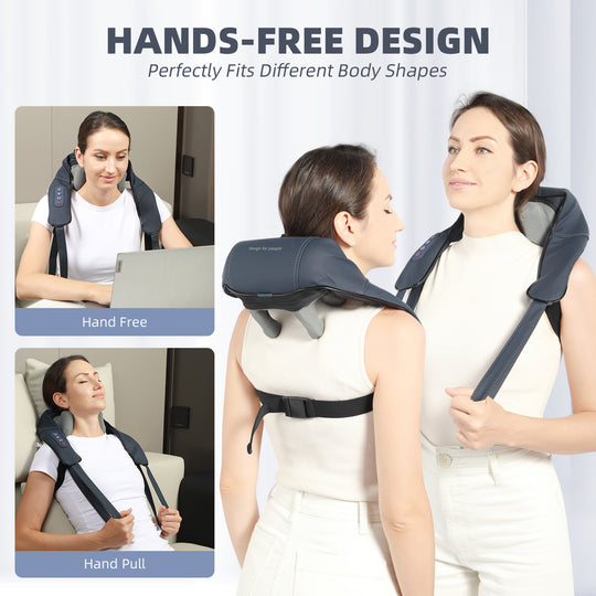 HONGJING Neck and Shoulder Massager with Infrared, Shiatsu Back Massager for Pain Relief, Cordless Electric Deep Tissue 4D Kneading Massager for Neck, Shoulder, Leg, Back Muscle Tension Release