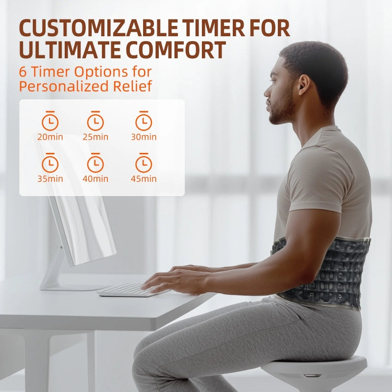 HONGJING Red Light Heating & Massage Decompression Belt for Lower Back Pain - Inflatable Back Brace Belt with Electric Pump for Men Women, One Size Fits 29-49 Waist