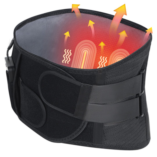 Heated Back Massager Brace for Lower Back Pain Relief, Cordless Back Vibration Massage Belt with 3 Heating Modes and 4 Massage Modes for Sciatica and Scoliosis