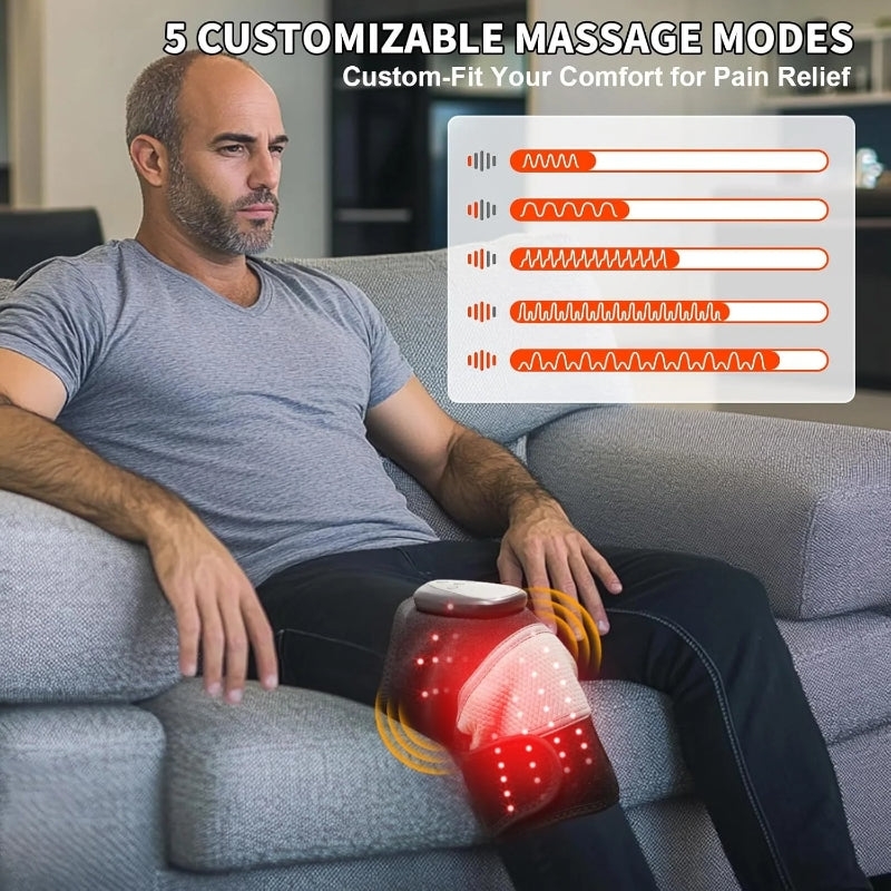 HONGJING Cordless Knee Massager with Red Light Heating-3 in 1 Knee Shoulder Elbow