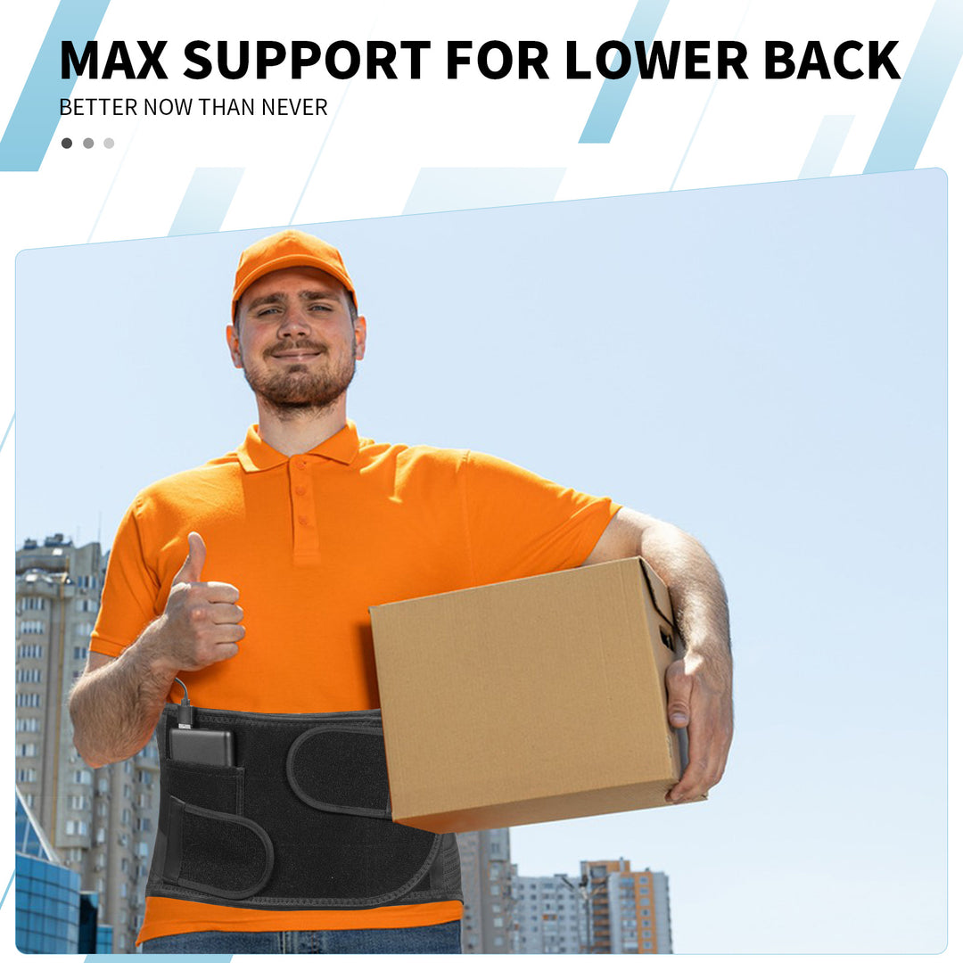 HONGJING Heated Back Brace for Lower Back Pain Relief | Rechargeable Battery Operated