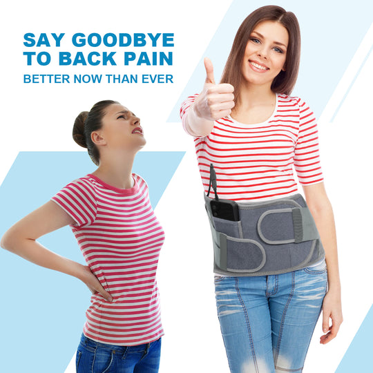 HONGJING Heated Compression Back Belt for Lower Back Pain Relief | 5000mAh Controller Rechargeable