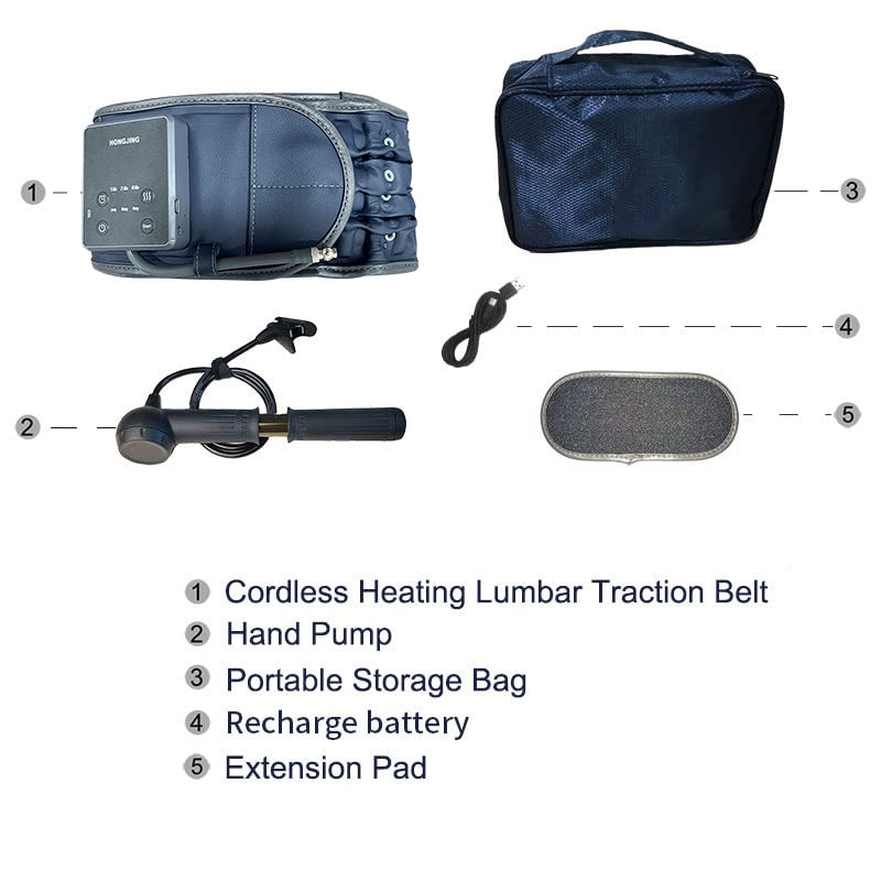 HONGJING Cordless Heated Back Decompression Belt for Pain Relief | Waist Traction Device