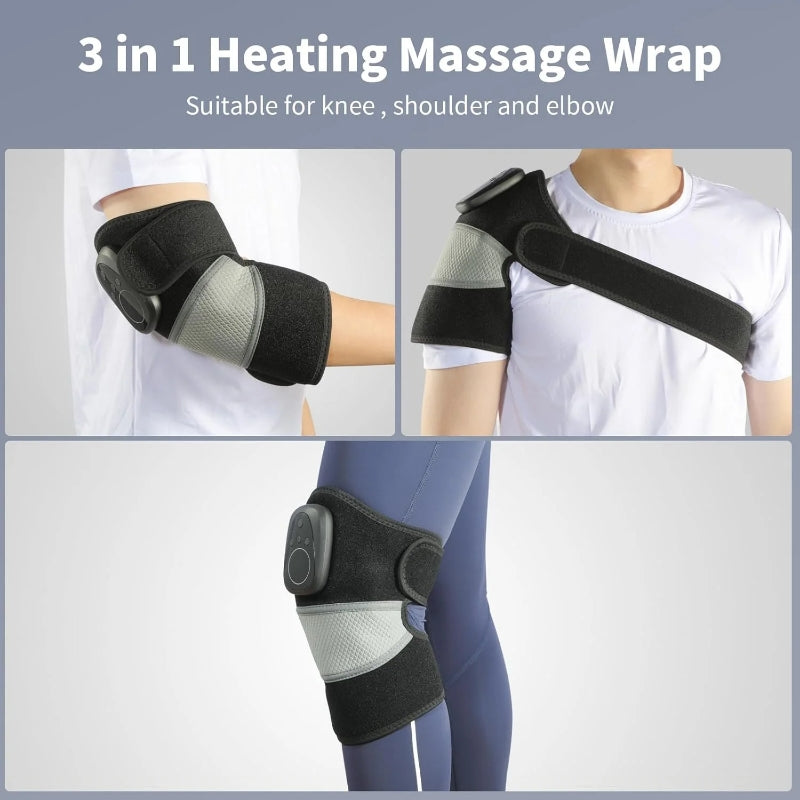 HONGJING Cordless Knee Massager with Red Light Heating-3 in 1 Knee Shoulder Elbow