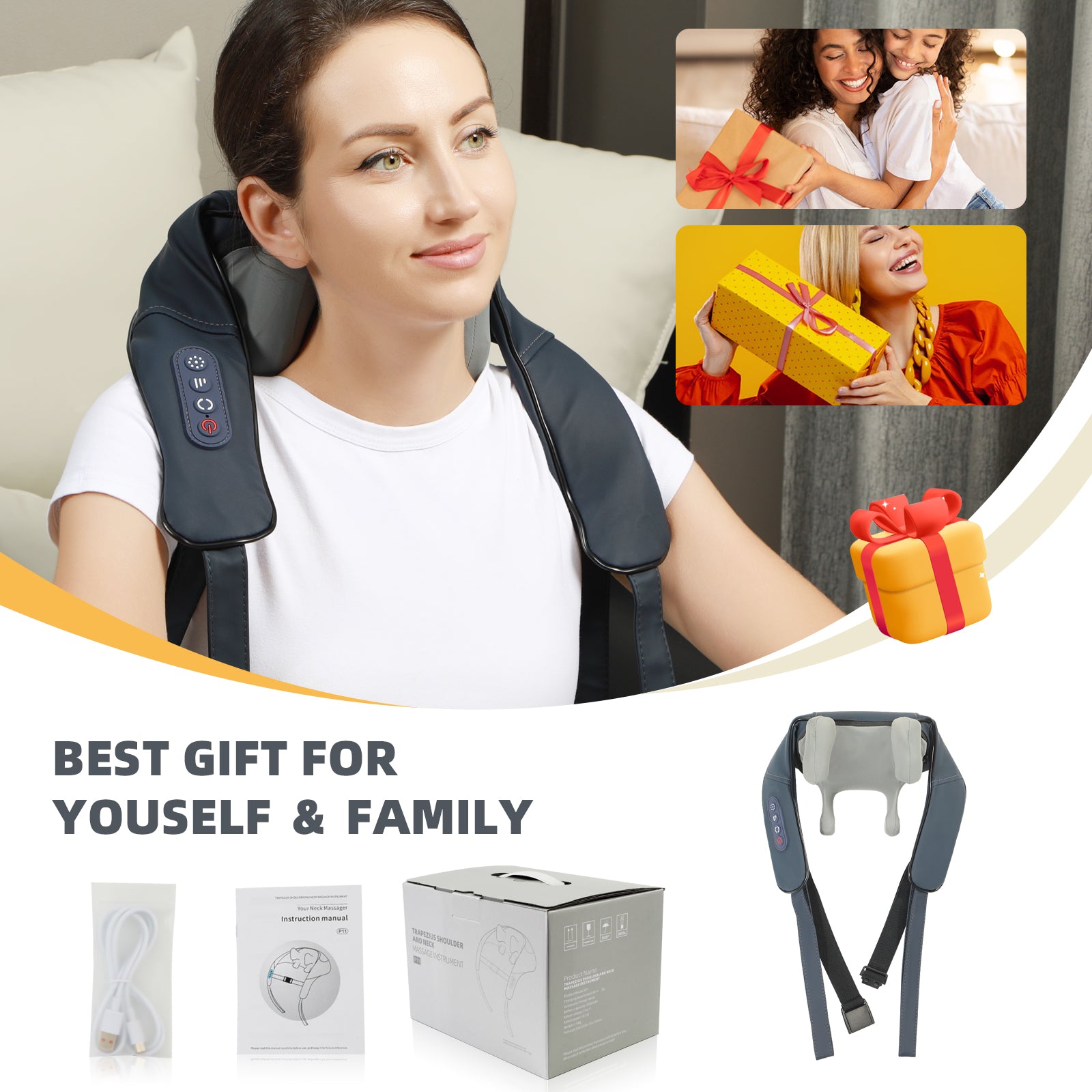 HONGJING Neck and Shoulder Massager with Infrared, Shiatsu
