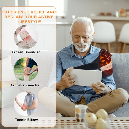 HONGJING Cordless Heated Knee Massager, 3-in-1 Knee Shoulder Elbow Heating Massage Wrap for Pain Relief & Relaxation