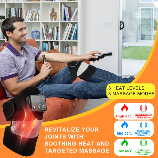 HONGJING Cordless Heated Knee Massager | 3-in-1 Heating Massage Wrap