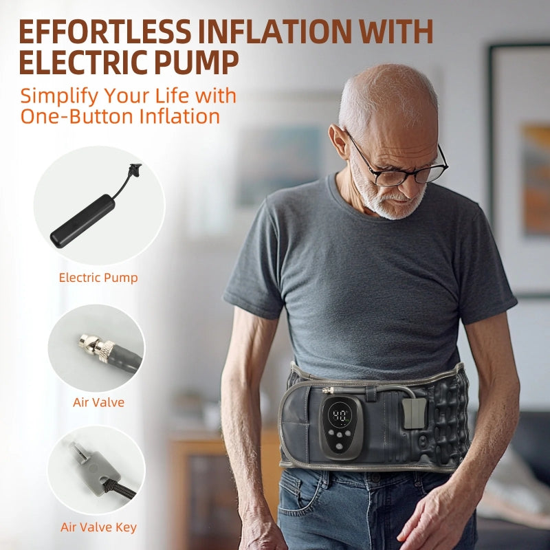 HONGJING Red Light Heating & Massage Decompression Belt for Lower Back Pain - Inflatable Back Brace Belt with Electric Pump for Men Women, One Size Fits 29-49 Waist