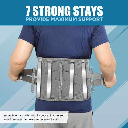 Heated Back Brace for Lower Back Pain Relief, HONGJING Compression Back Brace with Heating Pad (L)