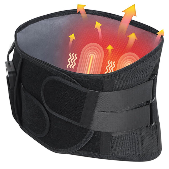 Heated Back Massager Brace for Lower Back Pain Relief, Cordless Back Vibration Massage Belt with 3 Heating Modes and 4 Massage Modes for Sciatica and Scoliosis-L
