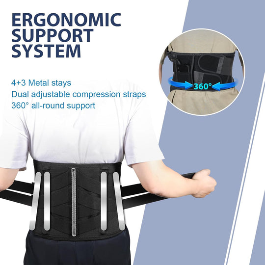 Heated Back Massager Brace for Lower Back Pain Relief, Cordless Back Vibration Massage Belt with 3 Heating Modes and 4 Massage Modes for Sciatica and Scoliosis-L