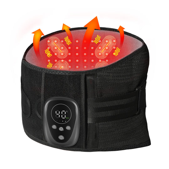 Red Light Therapy Massage Back Brace with Heat for Lower Back Pain Relief, Cordless Back Support Massager Belt Rechargeable for Pain from Herniated Disc, Scoliosis, Sciatica-L