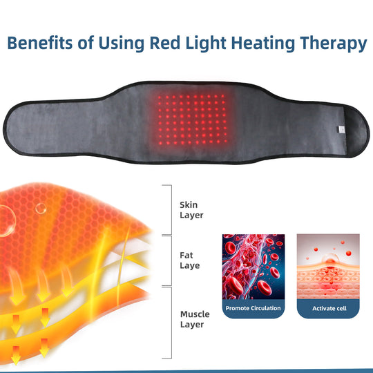 Red Light Therapy Massage Back Brace with Heat for Lower Back Pain Relief, Cordless Back Support Massager Belt Rechargeable for Pain from Herniated Disc, Scoliosis, Sciatica-L
