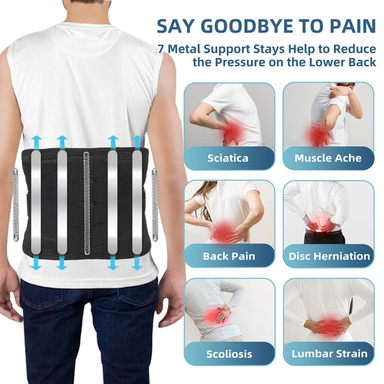 Red Light Therapy Massage Back Brace with Heat for Lower Back Pain Relief, Cordless Back Support Massager Belt Rechargeable for Pain from Herniated Disc, Scoliosis, Sciatica-L
