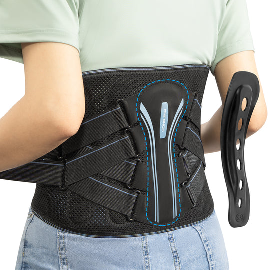 Back Brace for Lower Back Pain Relief – Ergonomic Lumbar Support Belt with Bionic Spine Design, 7 Stays, Dual Compression Straps, Breathable for Men & Women