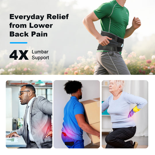Back Brace for Lower Back Pain Relief – Ergonomic Lumbar Support Belt with Bionic Spine Design, 7 Stays, Dual Compression Straps, Breathable for Men & Women