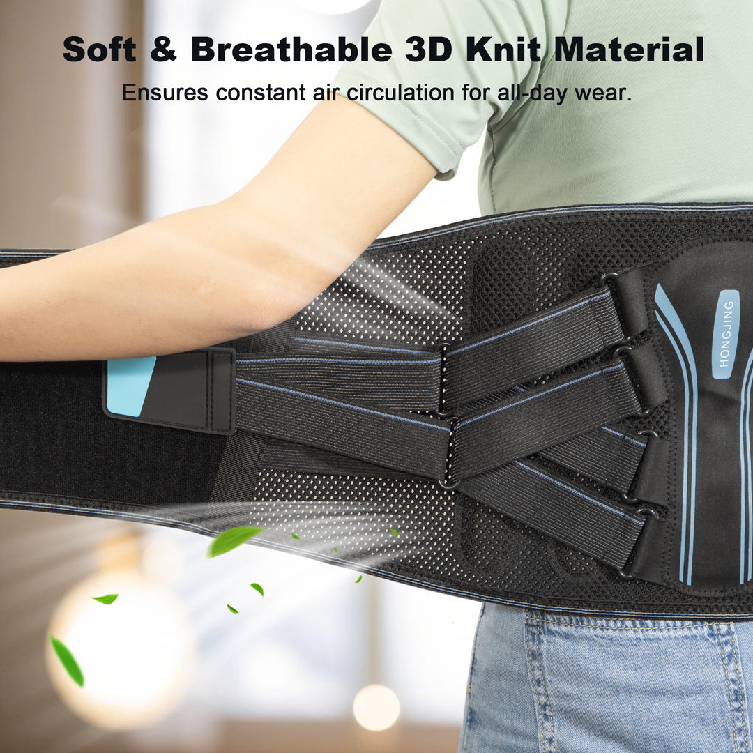 Back Brace for Lower Back Pain Relief – Ergonomic Lumbar Support Belt with Bionic Spine Design, 7 Stays, Dual Compression Straps, Breathable for Men & Women-L