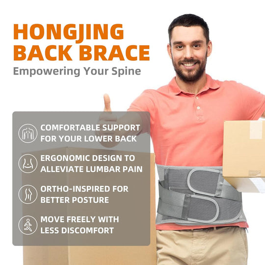 HONGJING Back Brace for Lower Back Pain Relief with 7 Stays, Lumbar Support Belt with Breathable Mesh for Heavy Lifting and Sciatica Pain Relief (M)