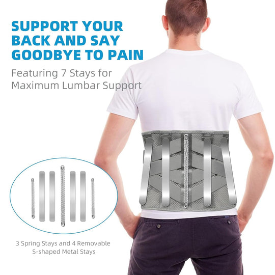 HONGJING Back Brace for Lower Back Pain Relief with 7 Stays, Lumbar Support Belt with Breathable Mesh for Heavy Lifting and Sciatica Pain Relief (M)