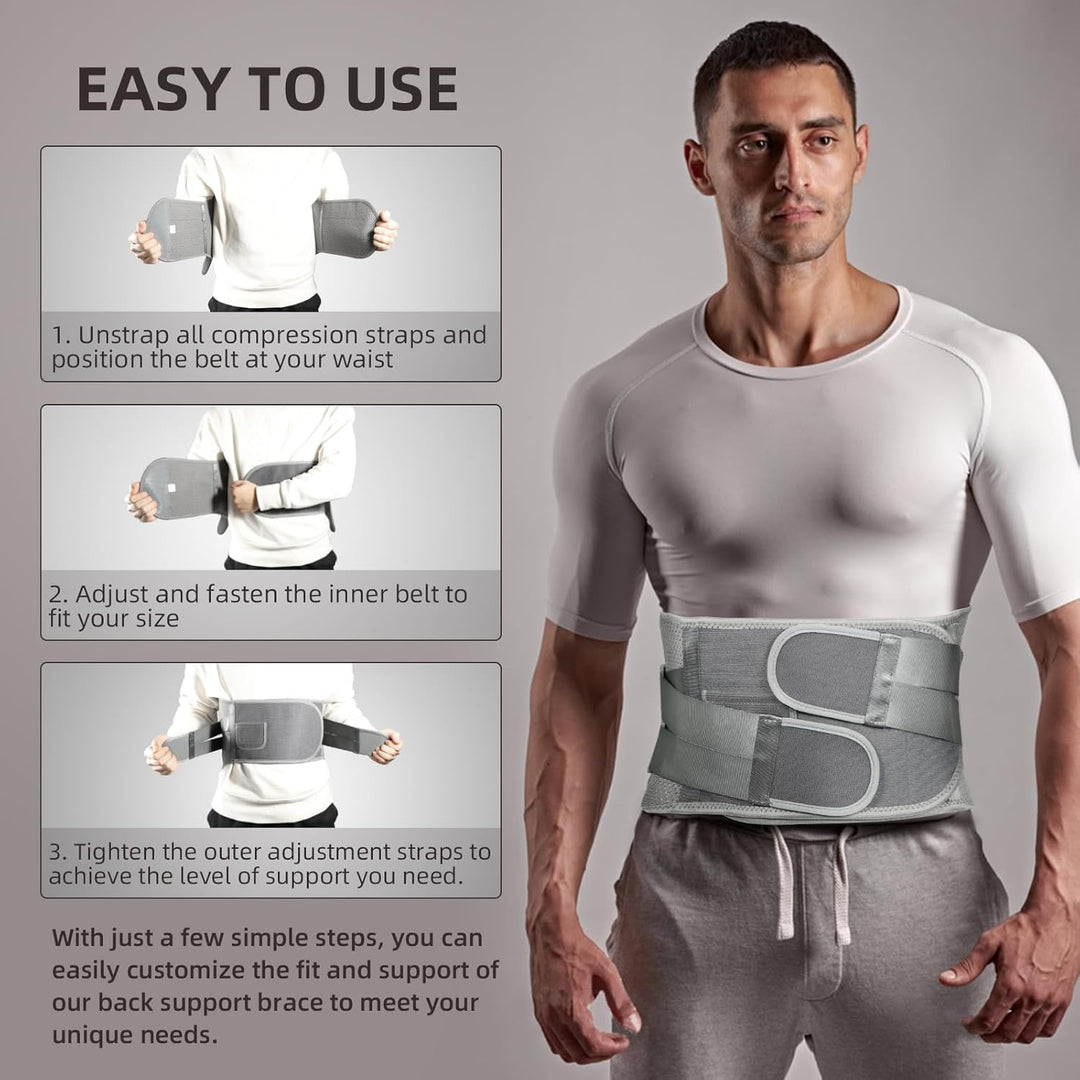 HONGJING Back Brace for Lower Back Pain Relief with 7 Stays, Lumbar Support Belt with Breathable Mesh for Heavy Lifting and Sciatica Pain Relief (M)