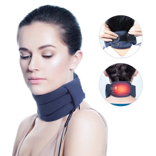 Heated Neck Brace, HONGJING Soft Cervical Collar with Heating for Pain Relief - Adjustable Neck Collar Stabilizes Spine for Sleeping and Spinal Pressure Relief