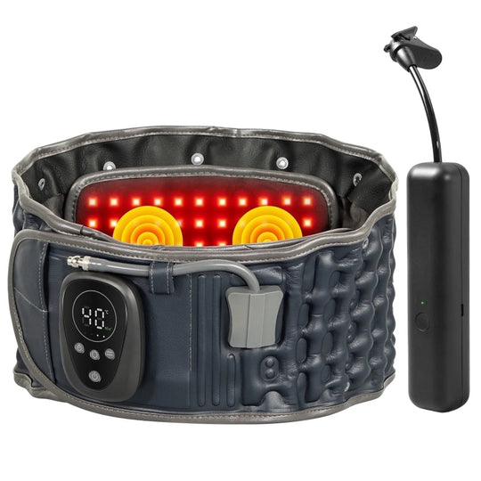 HONGJING Red Light Heating & Massage Decompression Belt for Lower Back Pain - Inflatable Back Brace Belt with Electric Pump for Men Women, One Size Fits 29-49 Waist