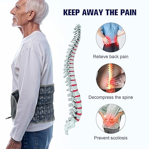 HONGJING Decompression Back Brace for Lower Back Pain Relief, Beige, One Size fits 29-49 Waist