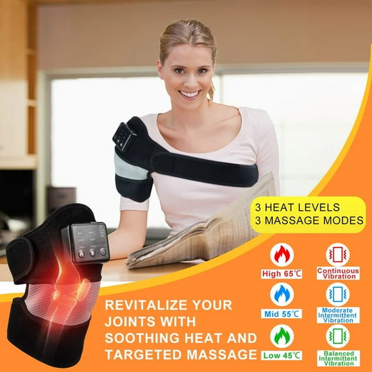 HONGJING Cordless Heated Knee Massager, 3-in-1 Knee Shoulder Elbow Heating Massage Wrap for Pain Relief & Relaxation