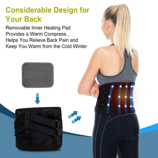 HONGJING Heated Back Brace for Pain Relief | Adjustable Heating Belt