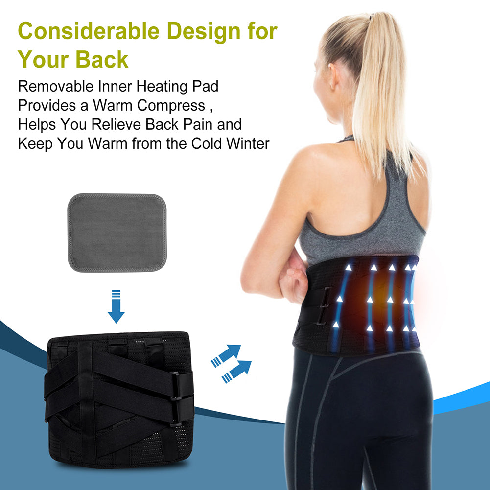 Heated Back Braces, Breathable Back Support Belt with Heating Operated by  Rechargeable Battery for Lower Back Pain Relief, Lumbar Support for Men and