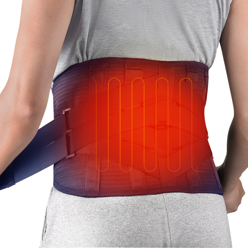 Lower Back Brace with Heating for Back Pain Relief, HONGJING Heated Lumbar  Support Belt Rechargeable, with Metal Stays, Breathable Mesh (XL)