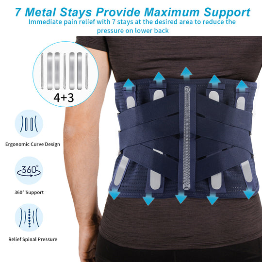 HONGJING Heated Back Brace for Lower Back Pain Relief | Rechargeable Battery Operated